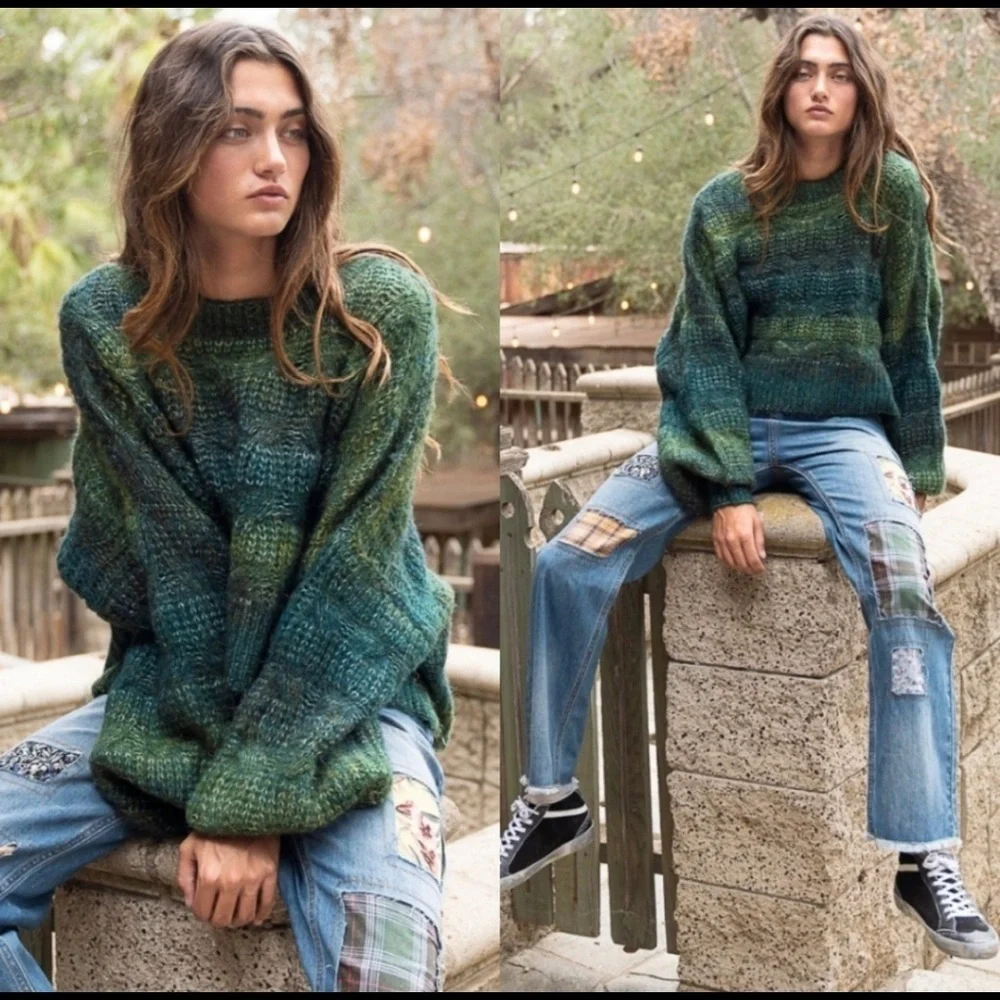 LAST ONE ☝️ Tie Dye Balloon Sleeve Knit Sweater